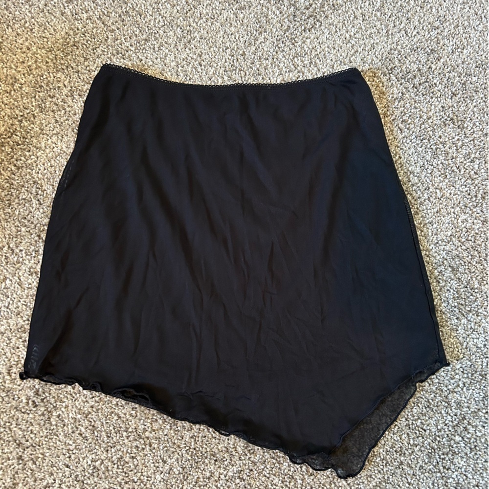 Black mesh stretchy skirt high low